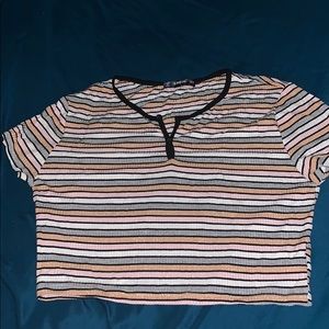 Multi colored striped crop top